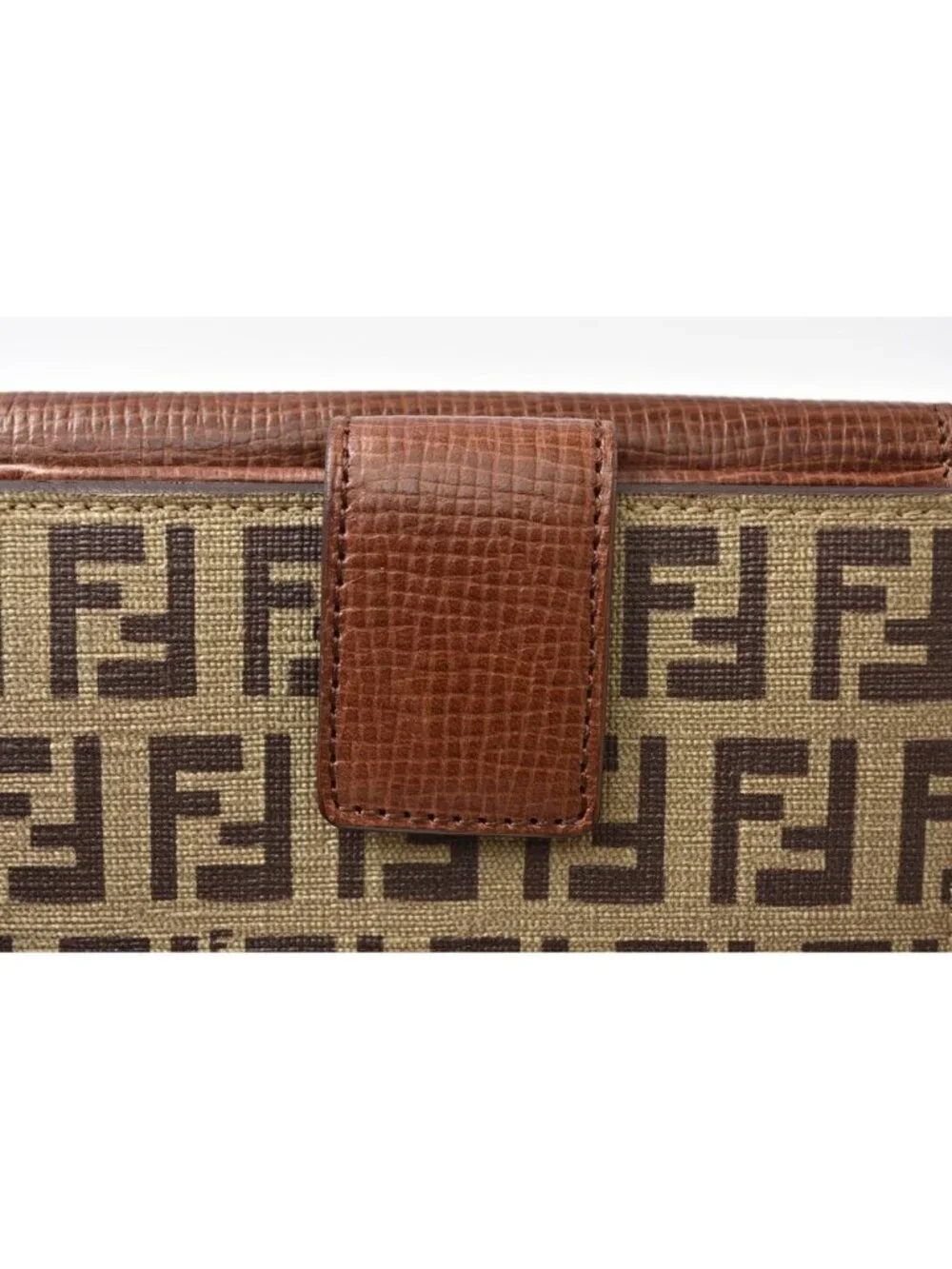 Fendi Wallet Bifold Fold Zucca Pattern Beige Brown